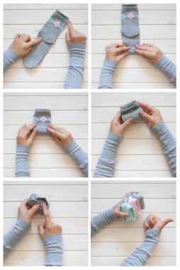 Giyim depolama. Dolabın içinde sipariş. Çorap katlanır. Master Clas