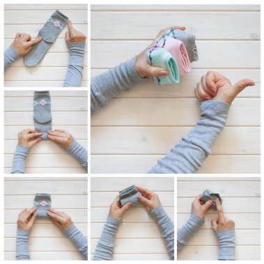 Giyim depolama. Dolabın içinde sipariş. Çorap katlanır. Master Clas