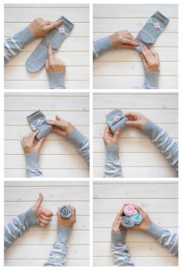 Giyim depolama. Dolabın içinde sipariş. Çorap katlanır. Master Clas