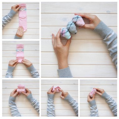 Giyim depolama. Dolabın içinde sipariş. Çorap katlanır. Master Clas