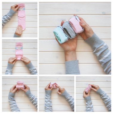 Giyim depolama. Dolabın içinde sipariş. Çorap katlanır. Master Clas