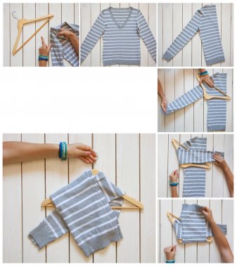 T-shirt katlama. Japon sistemdeki şeyler tutma. Mast