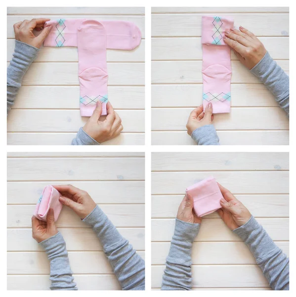 Giyim depolama. Dolabın içinde sipariş. Çorap katlanır. Master Clas