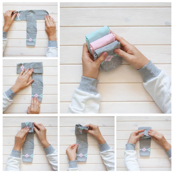 Giyim depolama. Dolabın içinde sipariş. Çorap katlanır. Master Clas