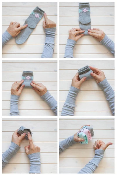 Giyim depolama. Dolabın içinde sipariş. Çorap katlanır. Master Clas