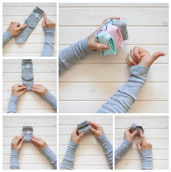 Giyim depolama. Dolabın içinde sipariş. Çorap katlanır. Master Clas