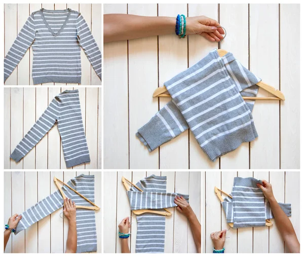 T-shirt katlama. Japon sistemdeki şeyler tutma. Mast