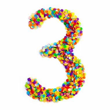 Üç numaralı renkli konfeti ile kaplı olduğu. Beyaz adam