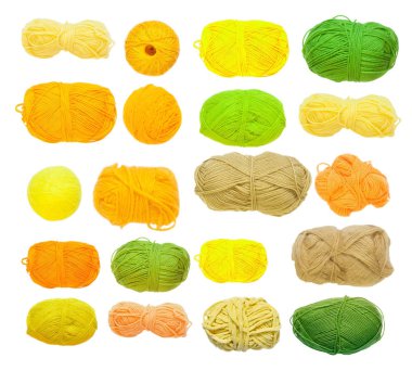 Renkli toplar iplik. Yukarıdan görüntüleyin. Gökkuşağı renkleri. 