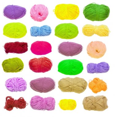 Renkli toplar iplik. Yukarıdan görüntüleyin. Gökkuşağı renkleri. 