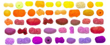 Renkli toplar iplik. Yukarıdan görüntüleyin. Gökkuşağı renkleri. 