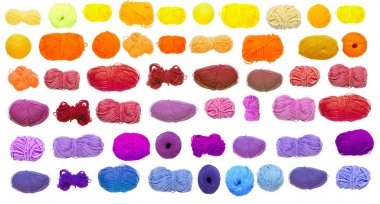 Renkli toplar iplik. Yukarıdan görüntüleyin. Gökkuşağı renkleri. 