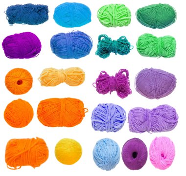 Renkli toplar iplik. Yukarıdan görüntüleyin. Gökkuşağı renkleri. 