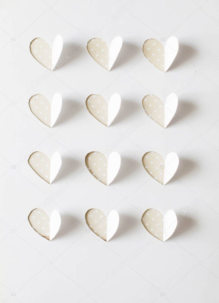 Paper hearts cut from paper.