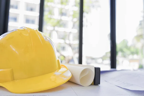 Ferramentas Engenharia Com Planta Mesa Conceito Engenheiro — Fotografia de Stock