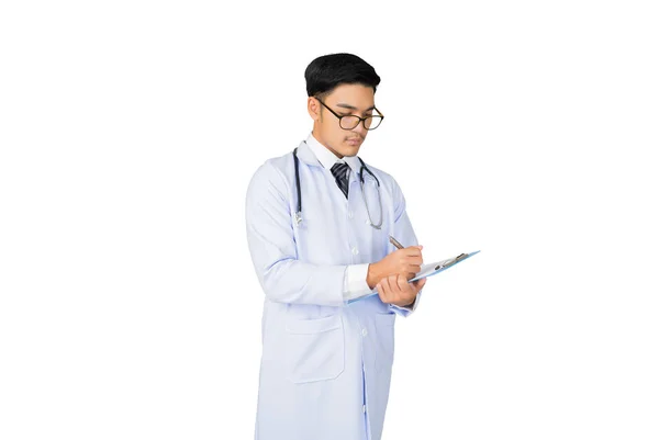 Arztporträt Mit Stethoskop Auf Weißem Hintergrund Medizinisches Konzept — Stockfoto
