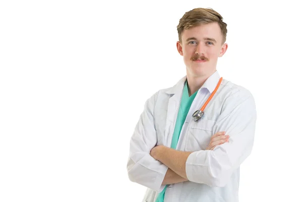 Porträt Arzt Mit Stethoskop Auf Weißem Hintergrund Medizinisches Konzept — Stockfoto