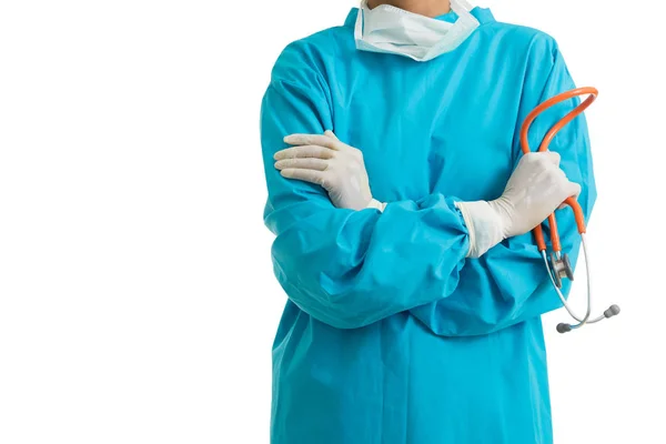 Potret Dokter Dengan Stetoskop Pada Latar Belakang Putih Konsep Medis — Stok Foto