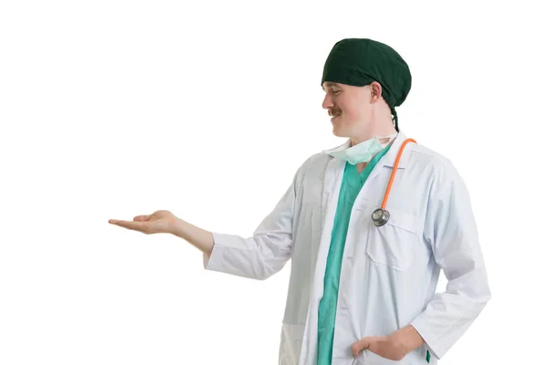 Porträt Arzt Auf Weißem Hintergrund Medizinisches Konzept — Stockfoto