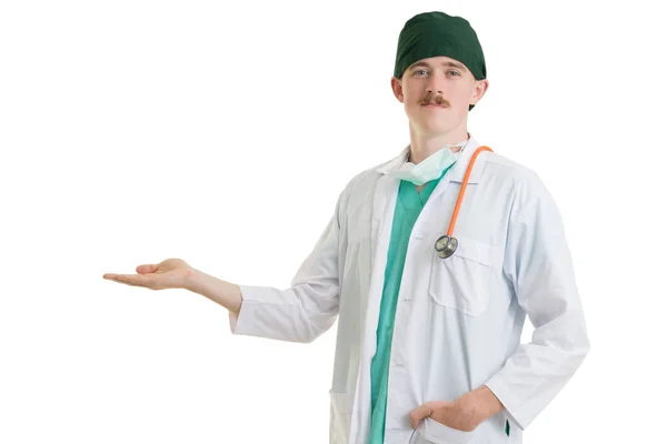Arztporträt Auf Weißem Hintergrund Medizinisches Konzept — Stockfoto