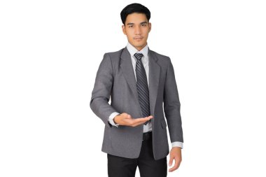 beyaz arka planda akıllı iş adamı portresi, tıbbi konsept