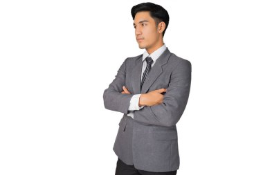 beyaz arka planda akıllı iş adamı portresi, tıbbi konsept