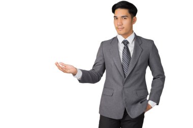 beyaz arka planda akıllı iş adamı portresi, tıbbi konsept