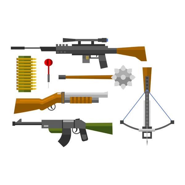 Ícones de coleção vetorial de armas — Vetor de Stock