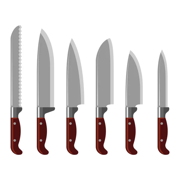 Konyhai kés gyűjteménye vektor — Stock Vector