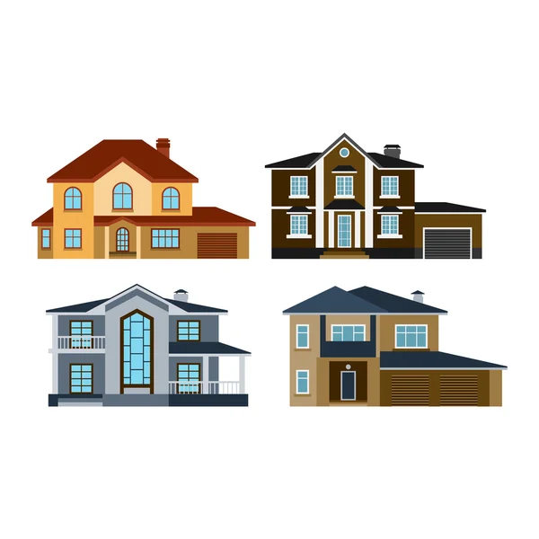 Häuser Frontansicht Vektor Illustration — Stockvektor