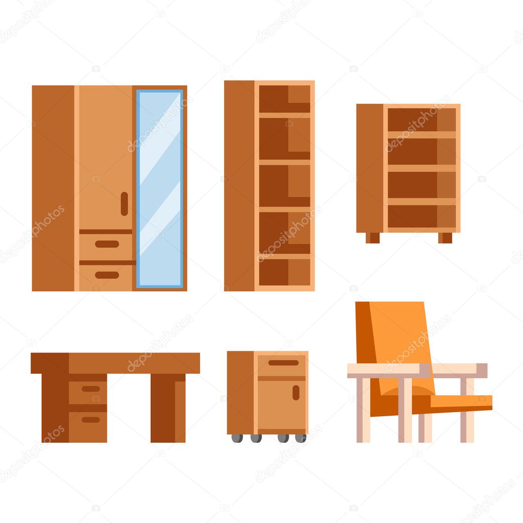 Furniture icons vector isolated