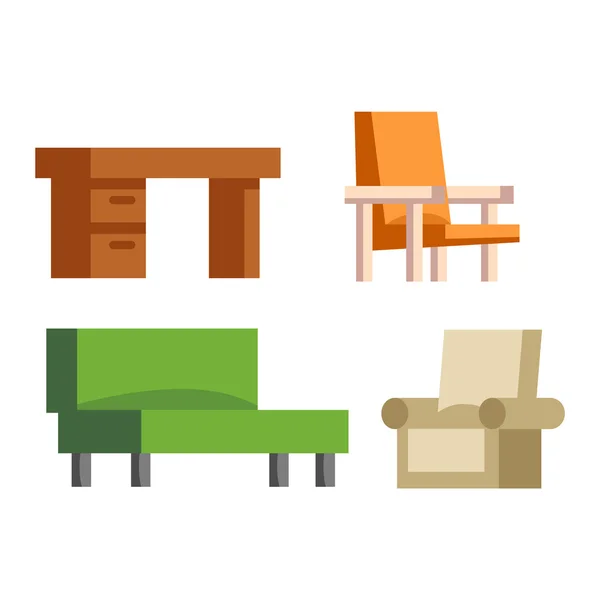 Furniture icons vector isolated — Stock Vector