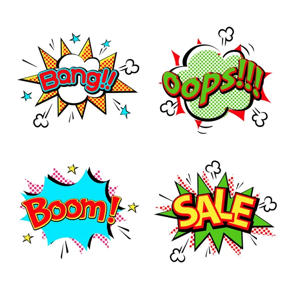 Popart komische toespraak bubble boom effecten vector. — Stockvector