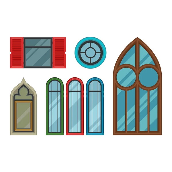Different house windows vector elements — Stock Vector