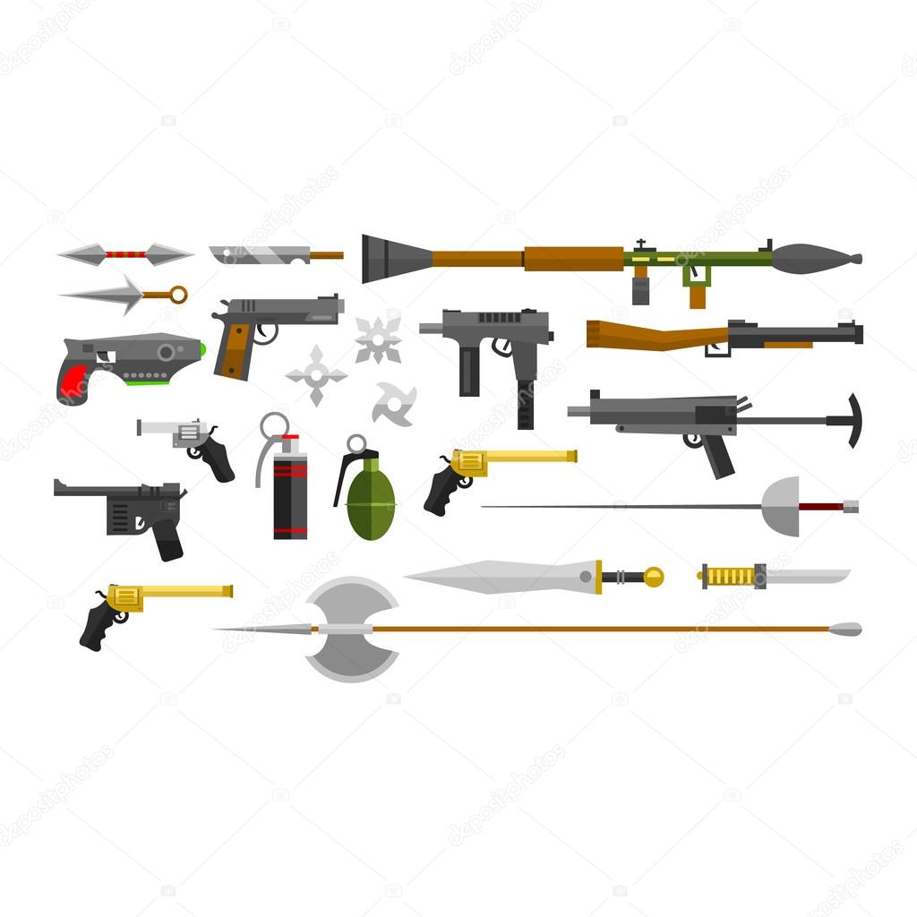 Weapons vector collection icons