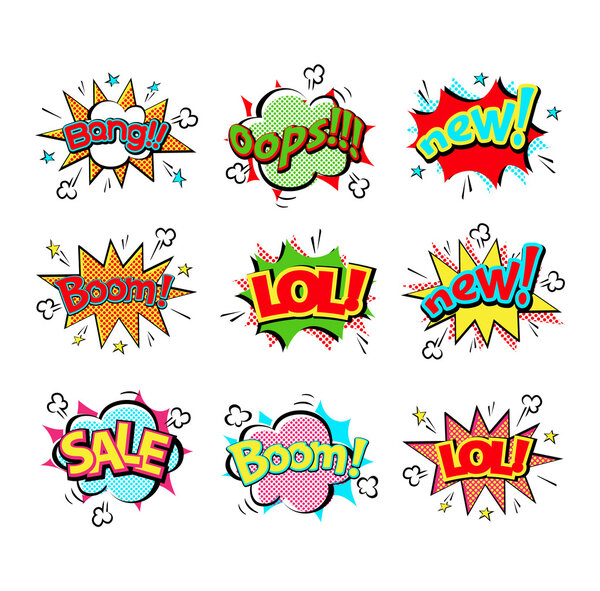 Вектор эффектов пузыря мыльного пузыря речи Popart
.