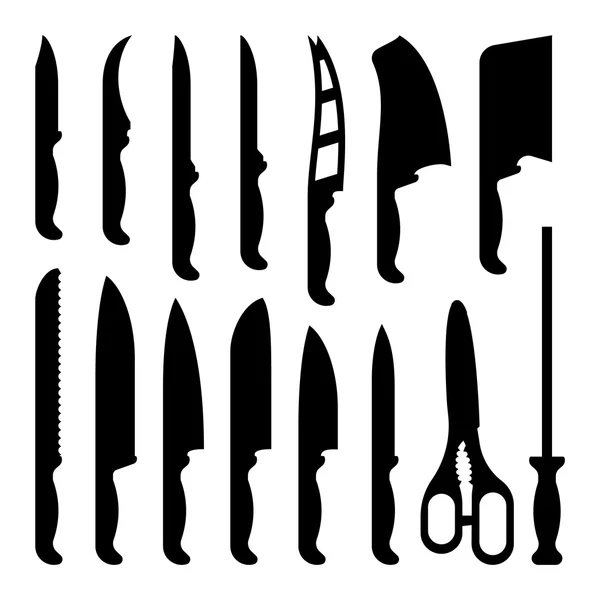 Mutfak bıçak koleksiyonu vektör — Stok Vektör