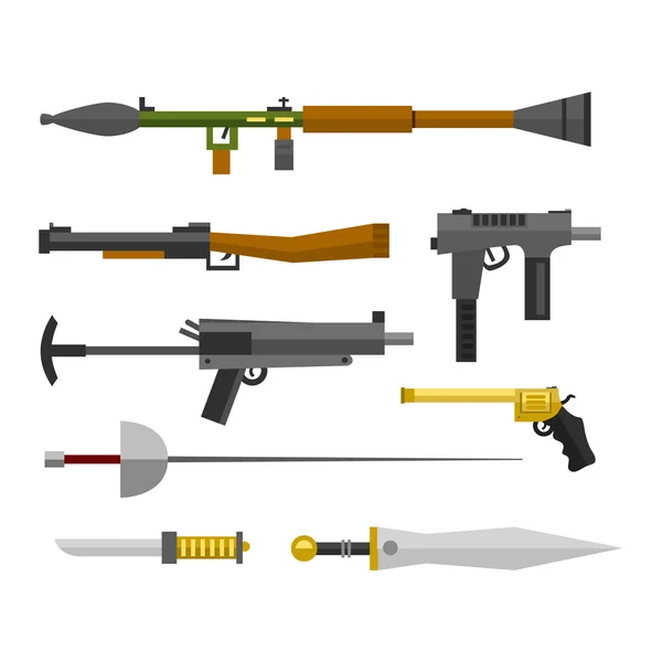 Iconos de colección de vectores de armas — Vector de stock