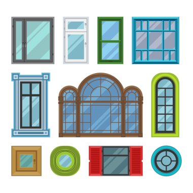 Farklı ev windows öğeleri vektör
