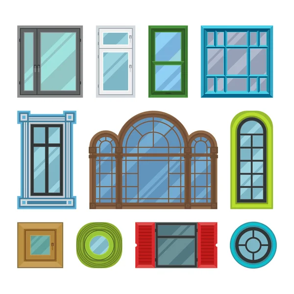 Diversi elementi vettoriali finestre della casa — Vettoriale Stock