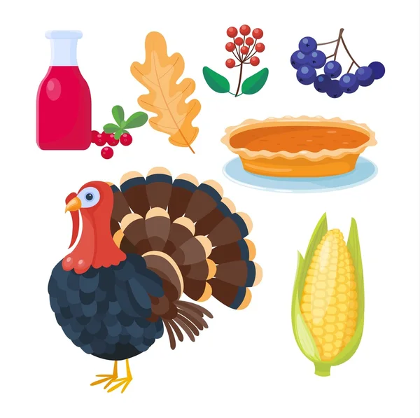 Thanksgiving iconen vector set — Stockvector