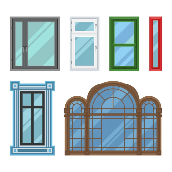 Different house windows vector elements — Stock Vector
