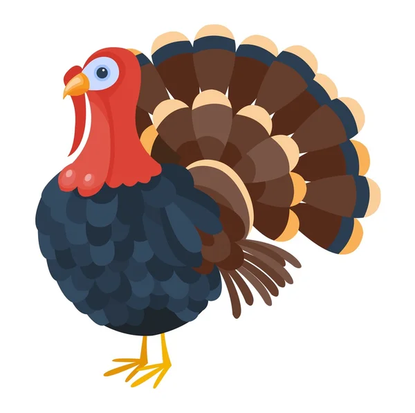 Cute cartoon turkey vector illustration — Stock Vector