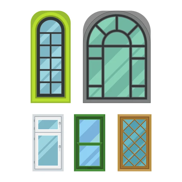 Diferentes elementos vectoriales ventanas casa — Vector de stock