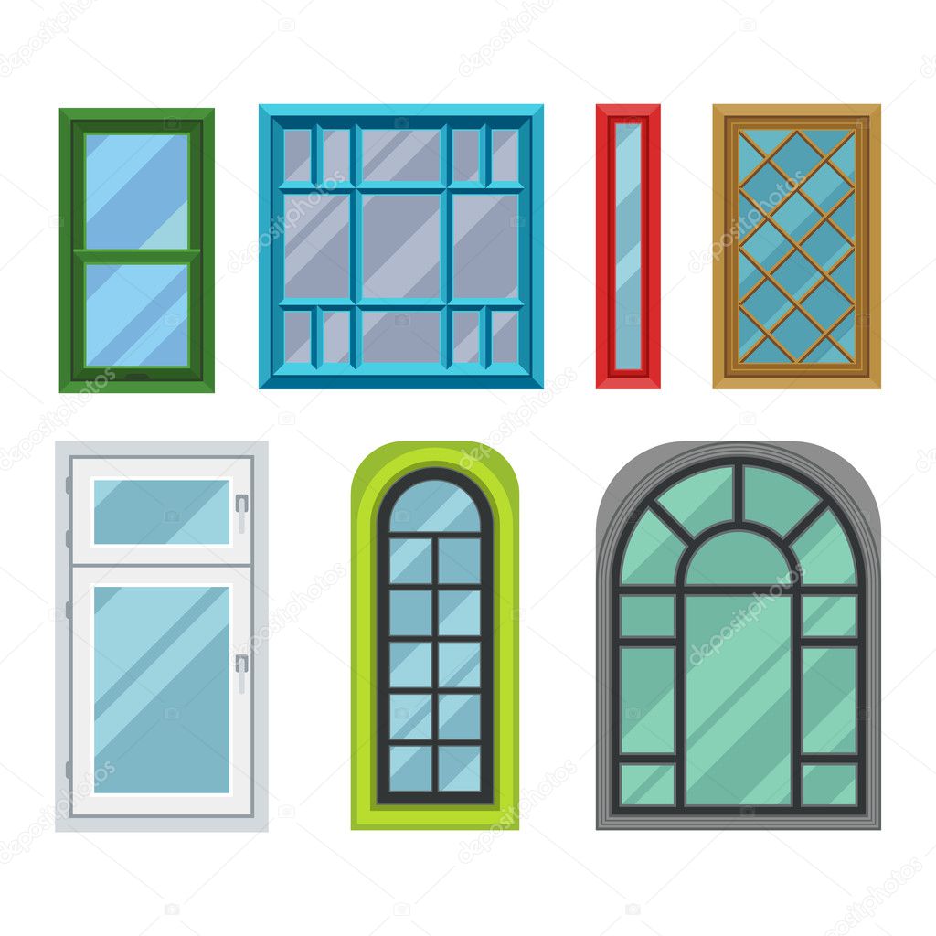 Different house windows vector elements