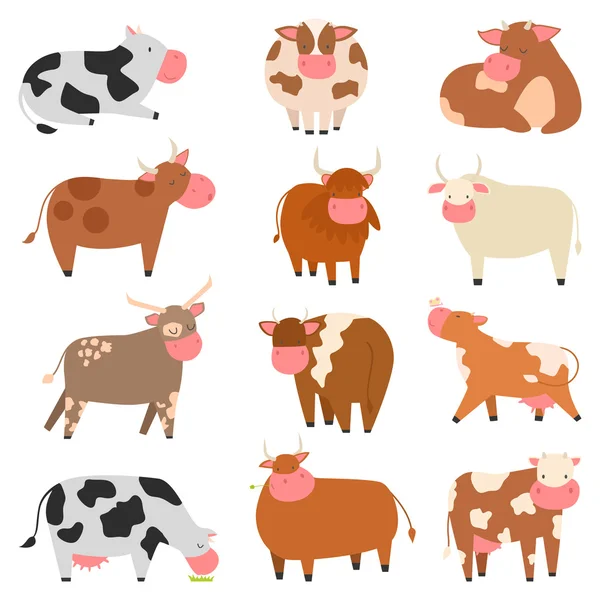 Caracteres de vaca desenhos animados — Vetor de Stock