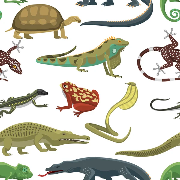 Reptiles animales vector patrón inconsútil . — Vector de stock