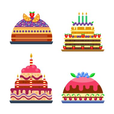 Krem doğum günü Kek pasta vektör.