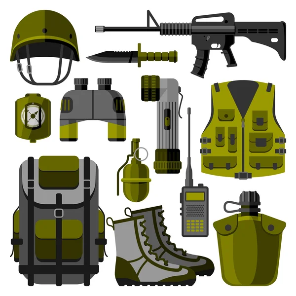 Armas militares símbolos ilustração vetorial — Vetor de Stock