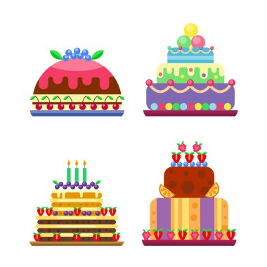 Krem doğum günü Kek pasta vektör.